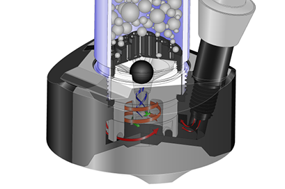 JET waterpipe cutaway illustration with percolation and smoke flow