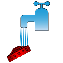 percolator washing under faucet illustration
