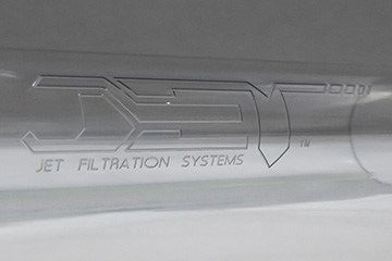 jet subzero waterpipe tube engraving closeup
