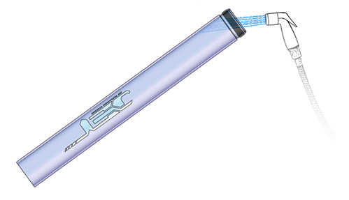 Rinsing jet waterpipe tube with vegetable sprayer illustration